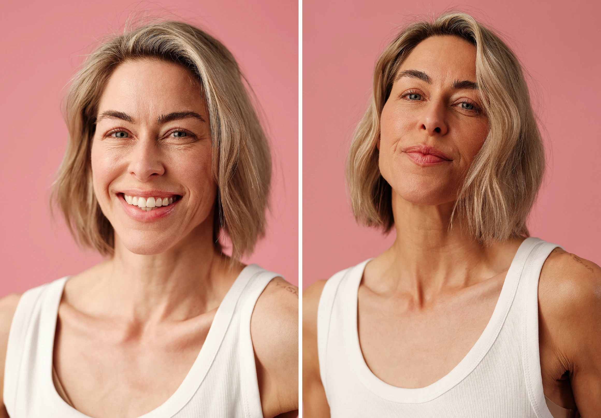 Person vor & nach der Nutzung der Self Tan Drops von Nø Cosmetics