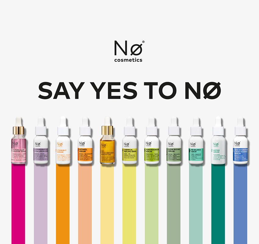 Die Nø Cosmetics Seren mit dem Schriftzug "SAY YES TO NØ"